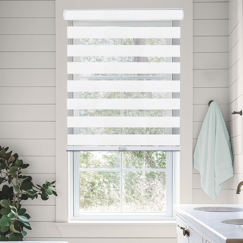 CHICOLOGY Zebra Blinds , Roller Window Shades , Blinds for Windows , Roller Shades for Windows , Window Shades for Home , Window Shades , Pull Down Shades for Windows , 63"W X 72"H , Basic Arctic - Image 1
